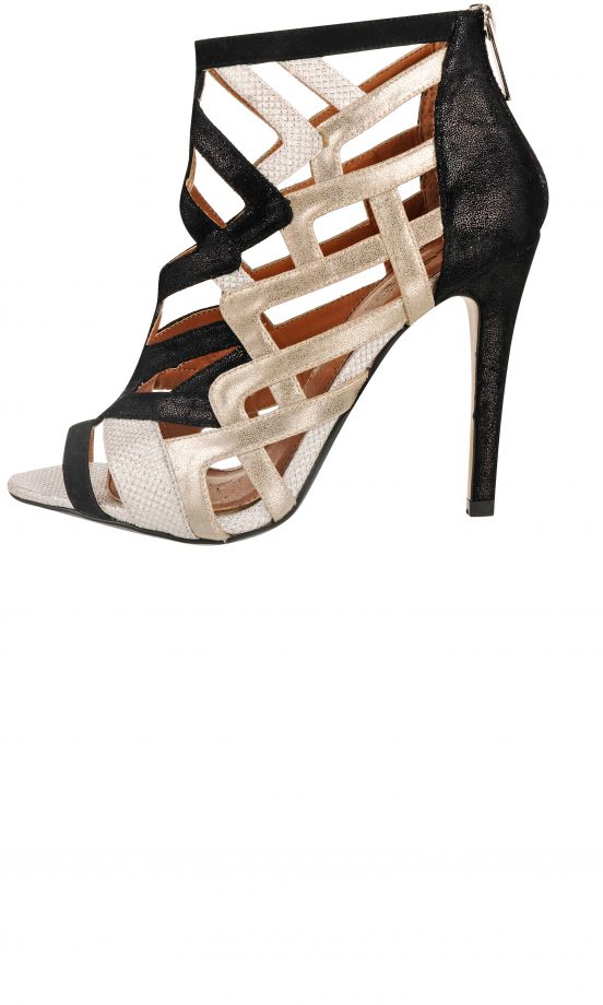 Miss Selfridge Gold and Black Cage Heels