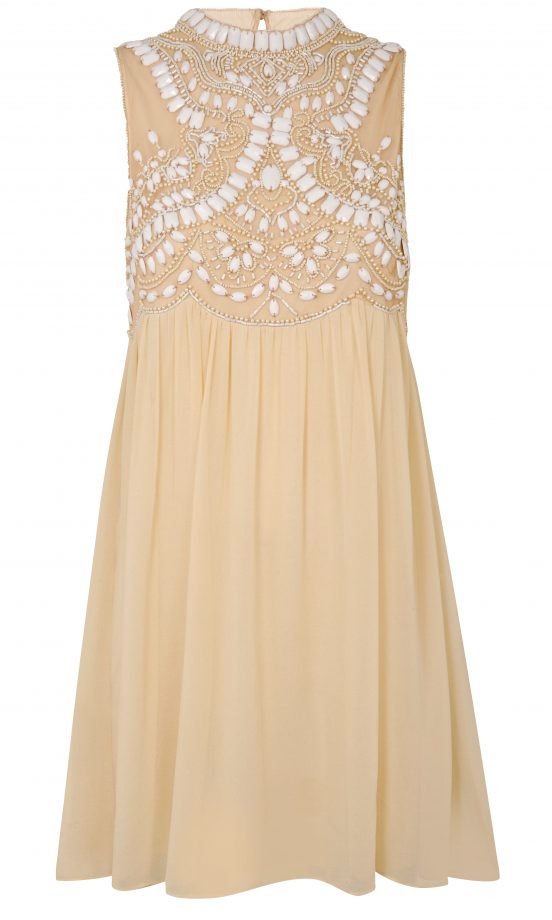 Miss Selfridge Cream Dress With White Stone Detail