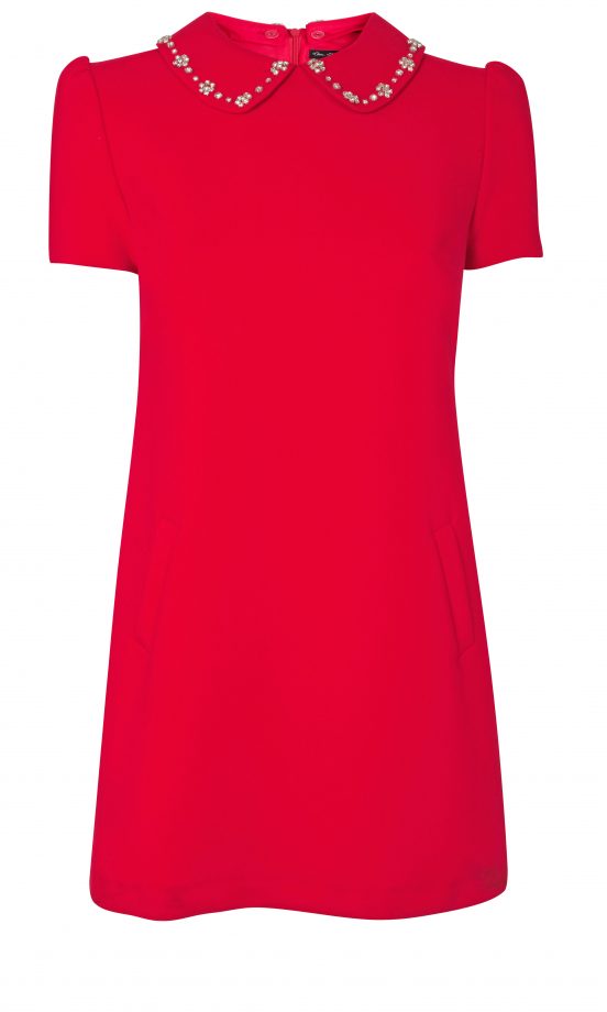 Miss Selfridge Red Shift Dress With Collar Detail
