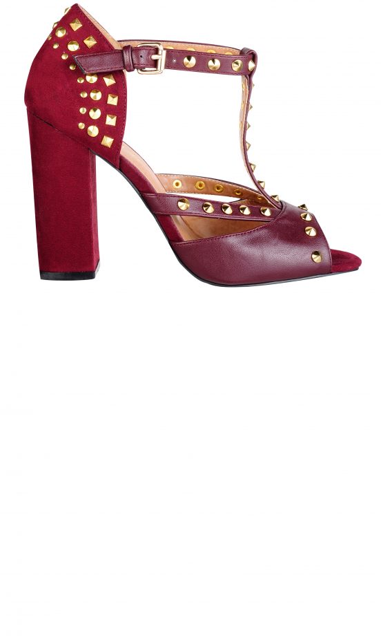 Miss Selfridge Red Strappy Heels With Gold Stud Detail