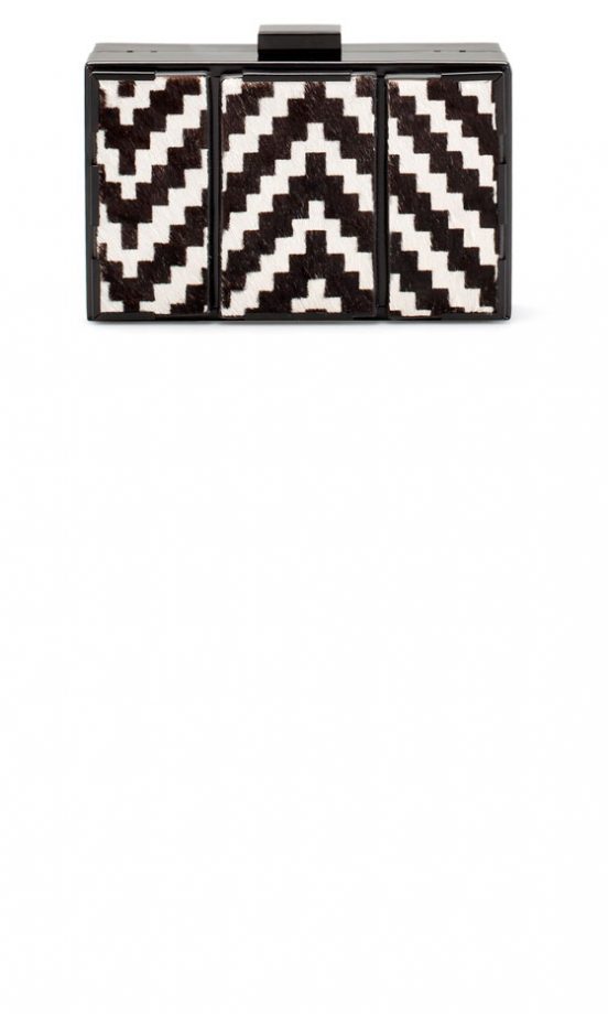 Zara AW13 Black And White Zig Zag Hard Clutch Bag
