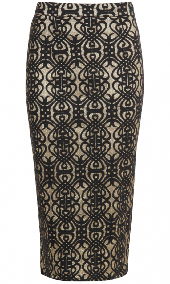Missguided AW13 Baroque Gold Pattern Midi Skirt, £24.99