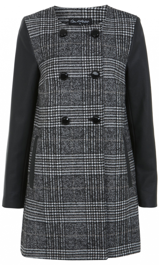 Miss Selfridge Check PU Coat, £89
