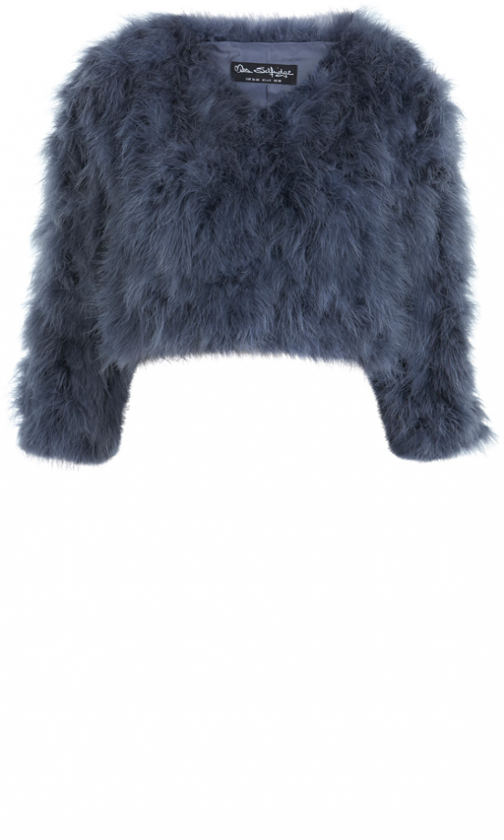 Miss Selfridge Grey Feather Bolero, £130