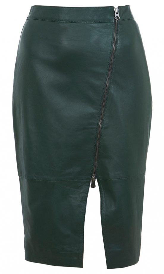 Miss Selfridge Green Leather Skirt, £80