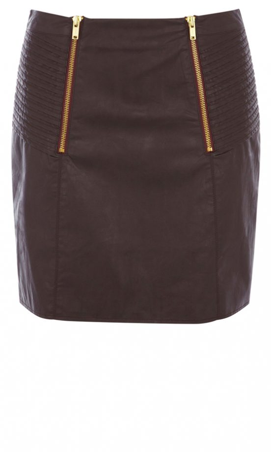 Oasis Burgundy Faux Leather Skirt, £45