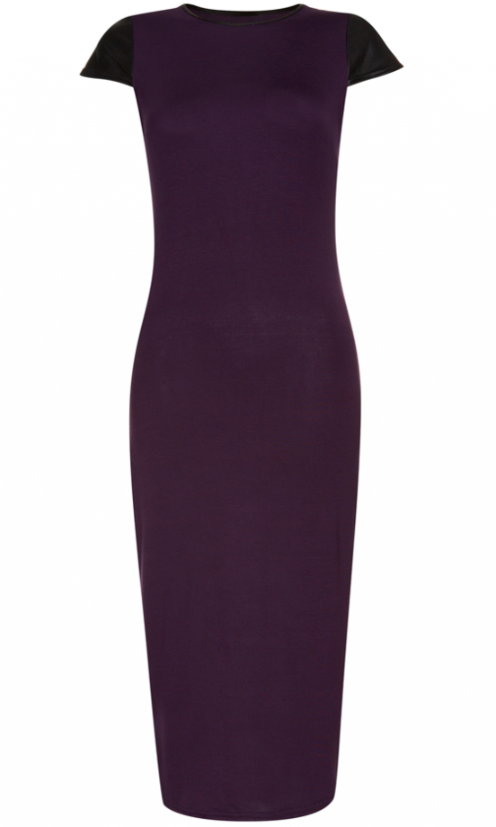 Primark PU Cap Sleeve Purple Midi Dress, £10