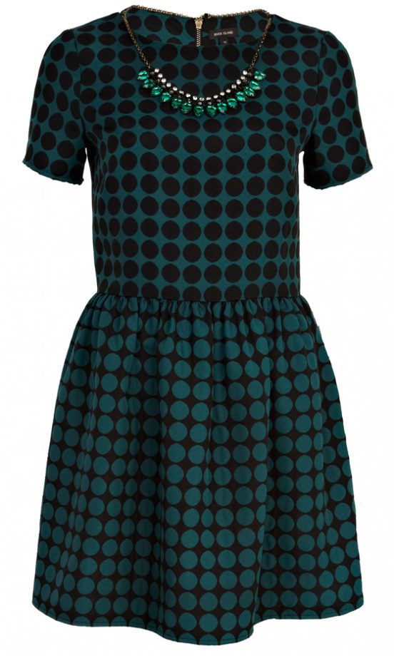River Island Polka Dot Necklace Skater Dress, £40
