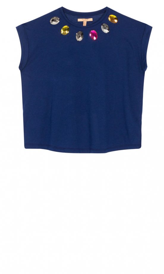Zara AW13 Blue Embellished Cropped Top