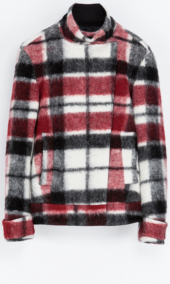 Zara Double Breasted Check Wool Coat, £69.99