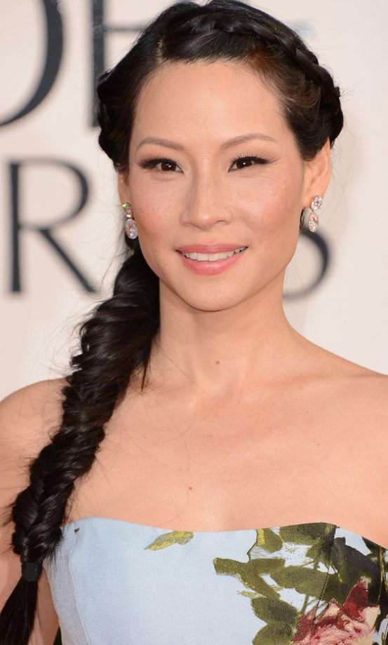 Lucy Liu's Plait Hairstyle At The Golden Globes, 2013