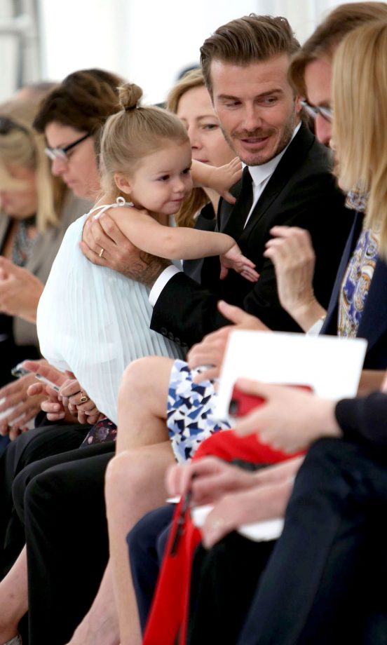 Harper Beckham And David Beckham Watch Victoria's SS14 NYFW Show
