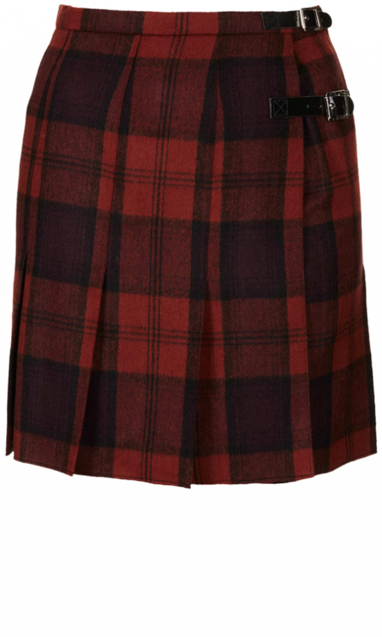 Topshop Red Check Spliced Kilt, £50