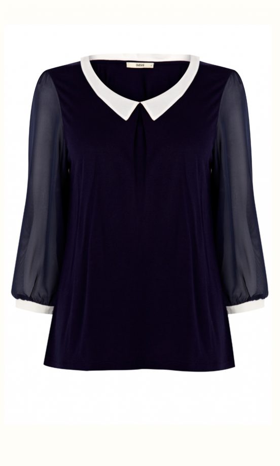 Collared Navy Blouseu, £45
