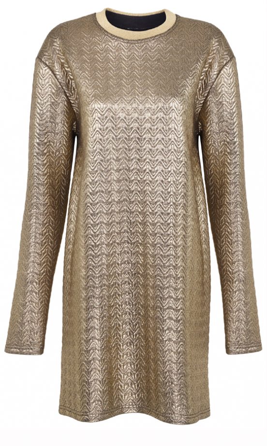 Rihanna For River Island Winter 2013: Long Sleeved Gold Dress