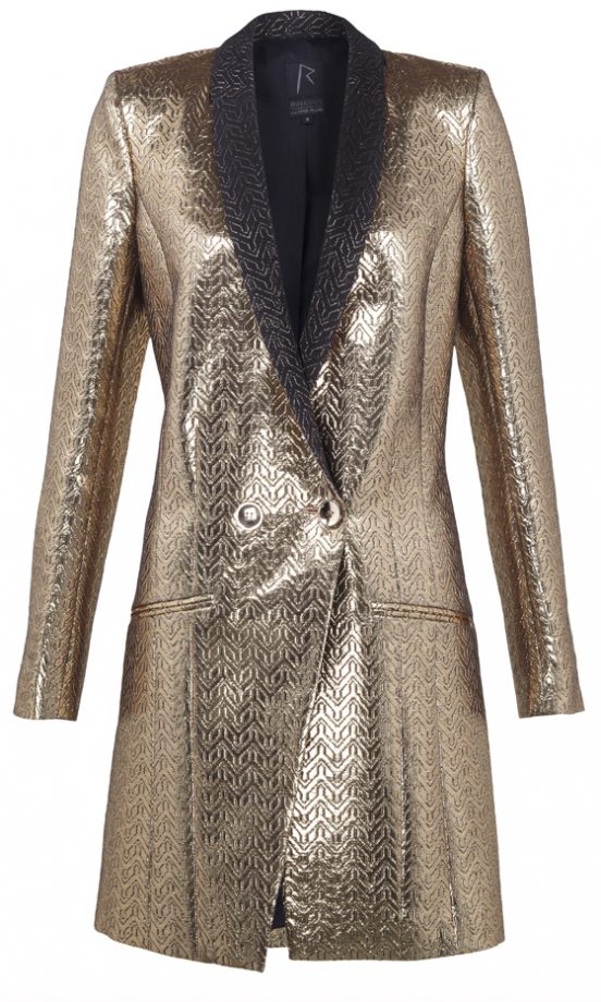 Rihanna For River Island Winter 2013: Long Gold Blazer