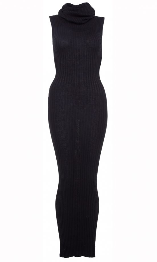 Rihanna For River Island Winter 2013: Black Polo Neck Maxi Dress