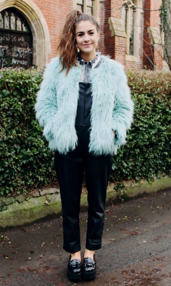 Helena Lester-Card's Bright Turquoise Coat