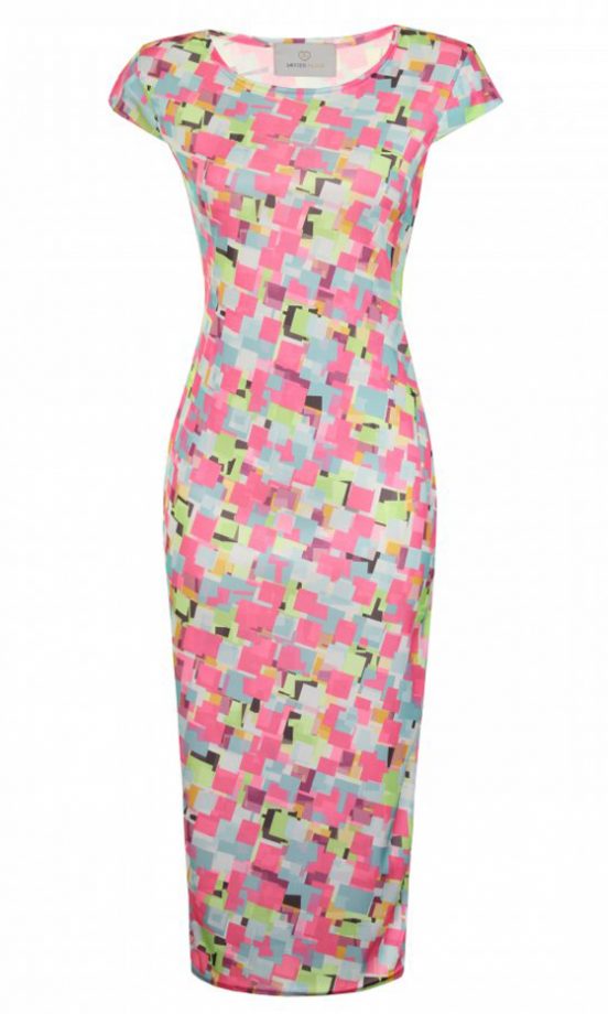 Lavish Alice Multicoloured Smudge Print Capped Sleeve Midi Dress, £12