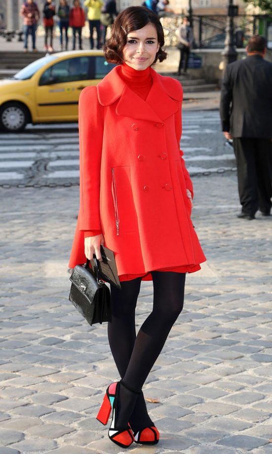 Miroslava Duma's Bright Red Coat
