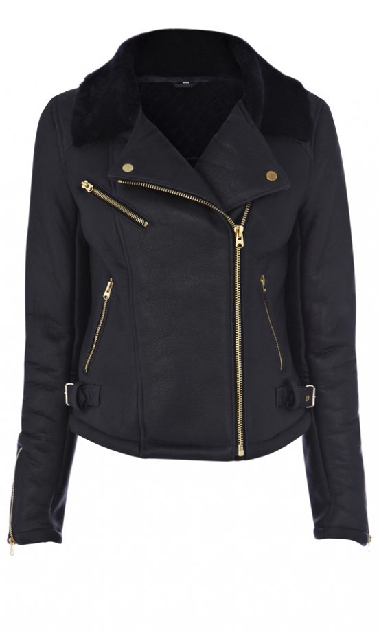 Navy Shearling Aviator Jacket, £350