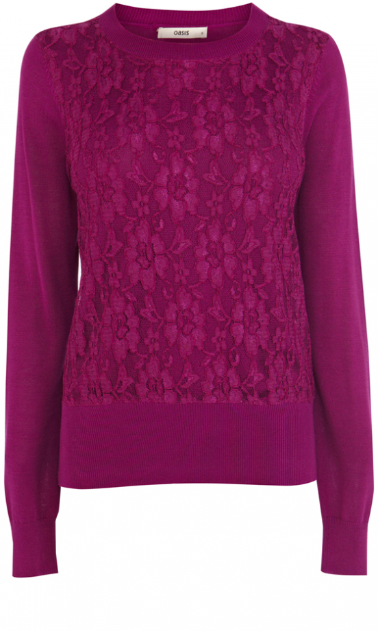 Oasis Magenta Lace Front Jumper, £45