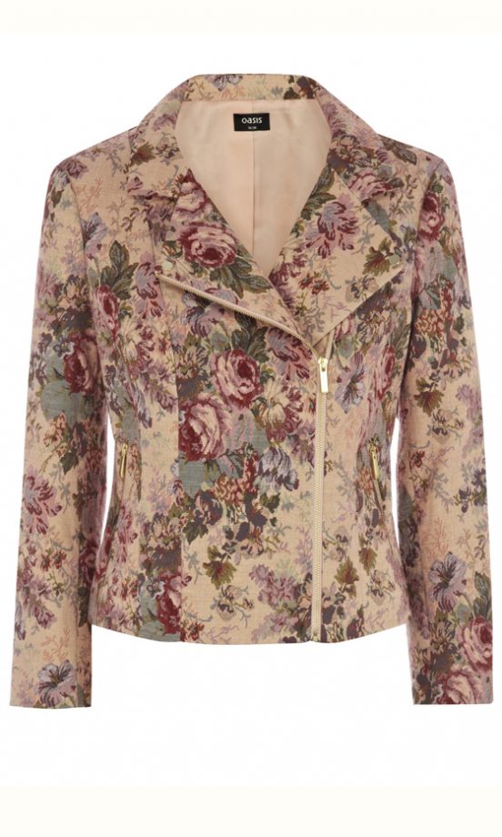 Tapestry Print Biker Jacket, £100