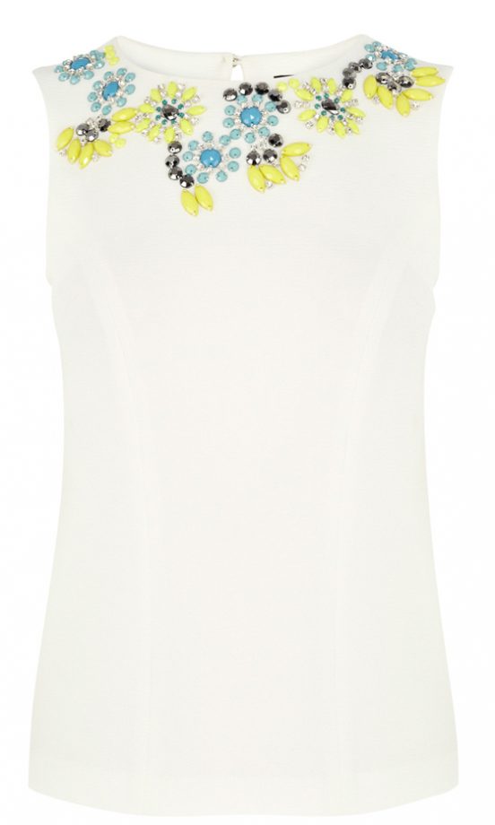 Warehouse Coloured Stone Embellished Top, £50
