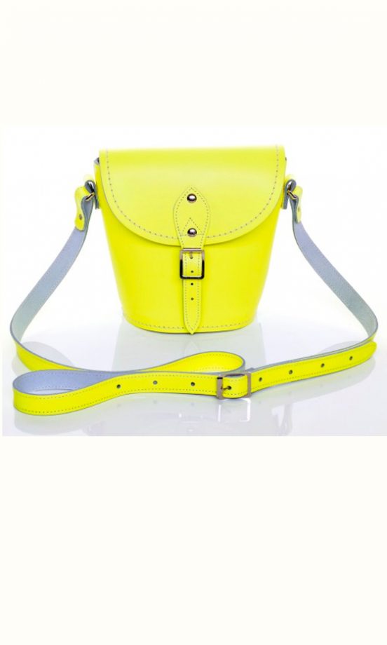 Zatchels Yellow Fluorescent Leather Barrel Bag, £50