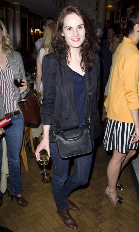 Michelle Dockery Clashes Black And Navy At A Party In London, 2012
