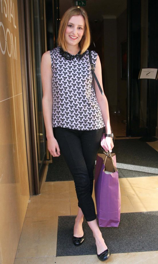 Laura Carmichael Keeps It Simple In A Printed Top At The Downton Abbery Series Three Launch, 2012