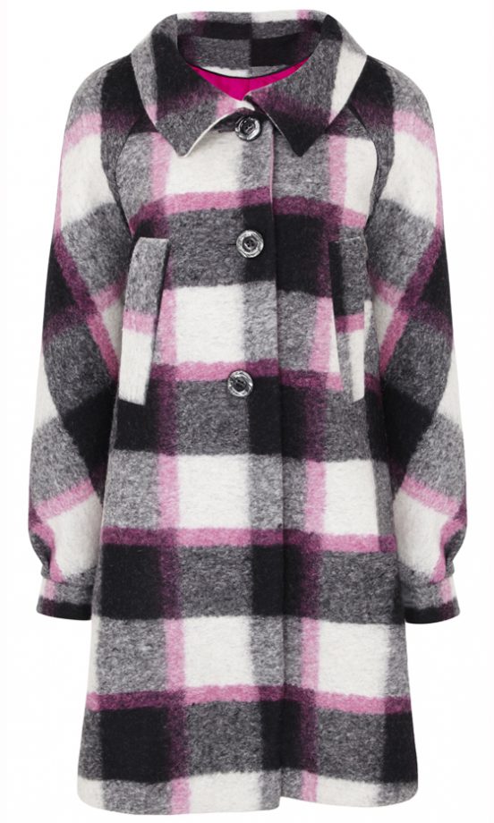 Marks & Spencer Best Of British Collection Preview: White And Pink Check Wool Coat, £299