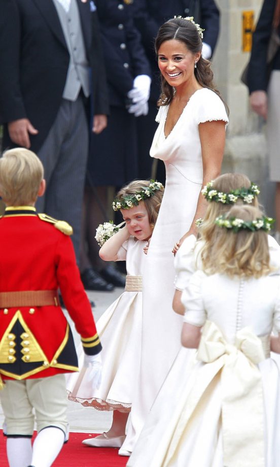 Pippa Middleton Enters Westminster Abbey With The Bridesmaids And Pageboys At Kate Middleton And Prince William’s Royal Wedding, 2011