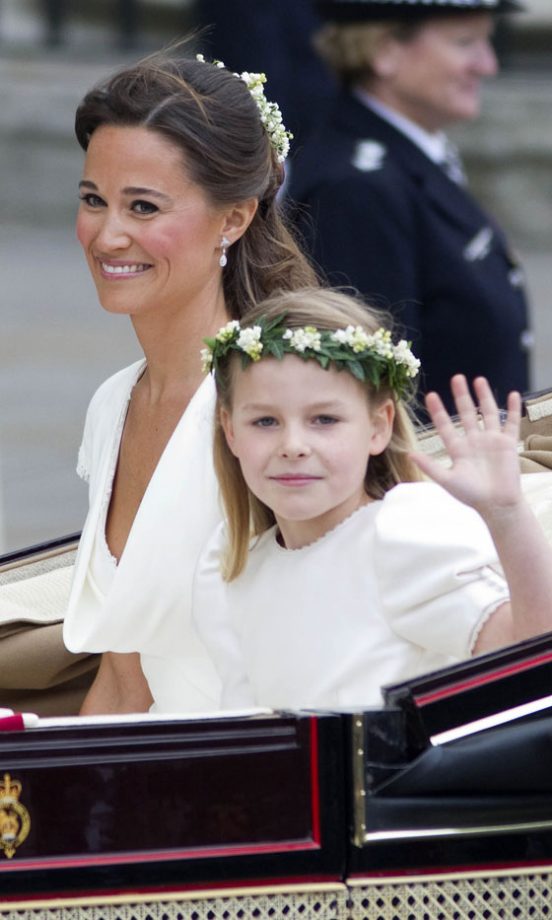 Pippa Middleton Travels In A Carriage With The Bridesmaids To Buckingham Palace After The Royal Wedding Service Of Kate Middleton And Prince William, 2011