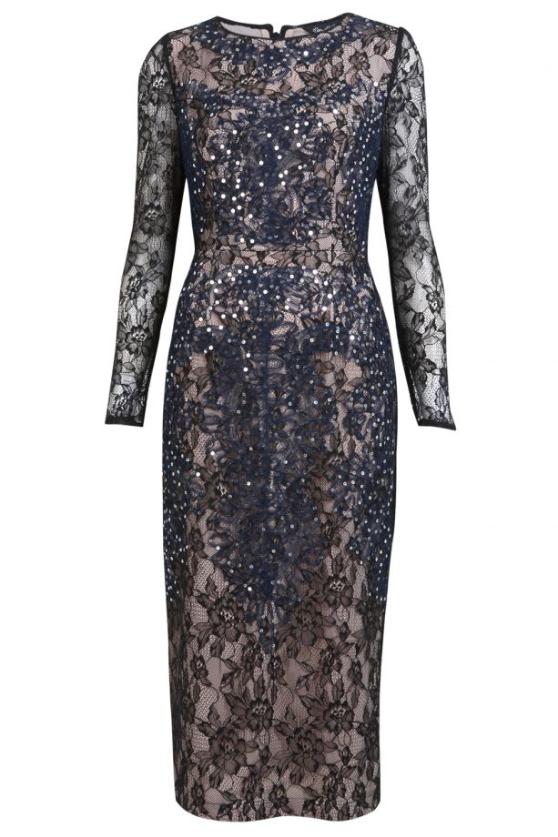 Miss Selfridge Lace Sequin Midi Pencil Dress, £125