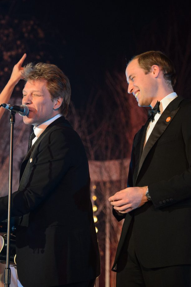 Bon Jovi And Prince William On Stage At The Winter Whites Gala