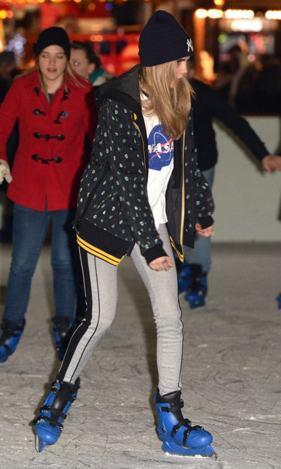 Cara Delevingne Gets Her Skates On At Winter Wonderland In London, 2013