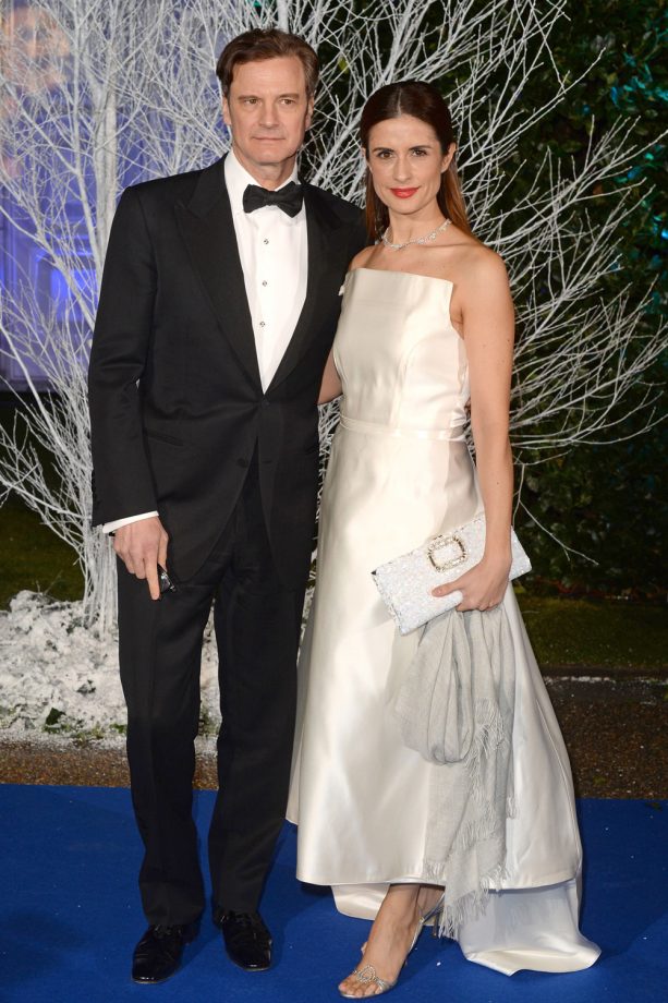 Colin Firth With Livia Looking Fabulous In Monochrome At The Winter Whites Gala