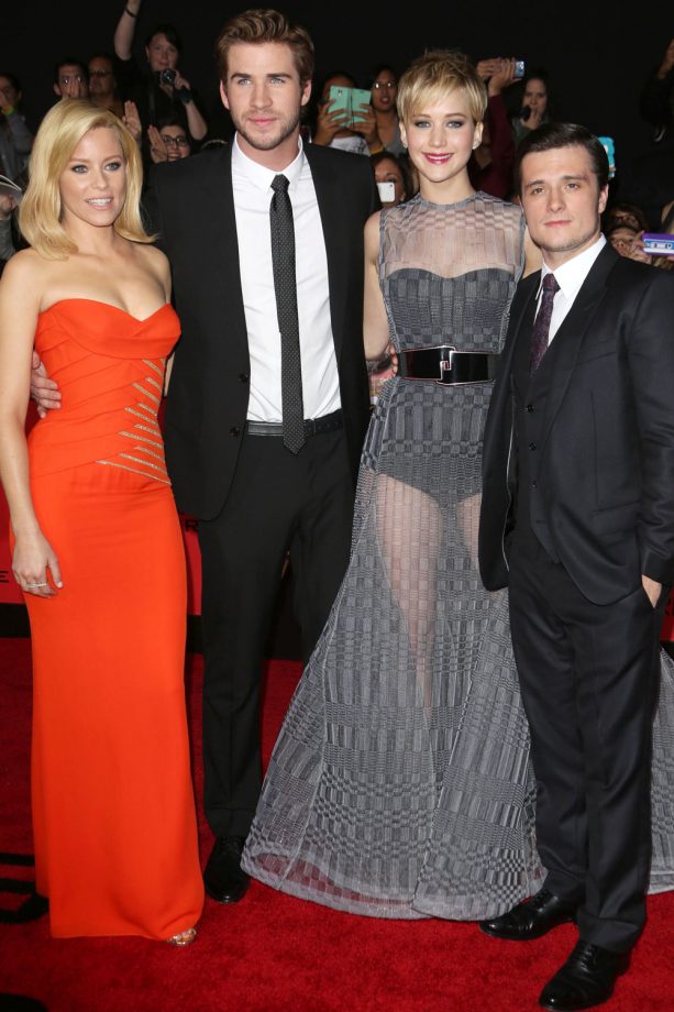 Elizabeth Banks, Liam Hemsworth, Jennifer Lawrence And Josh Hutcherson At The Hunger Games: Catching Fire Premiere In LA, 2013