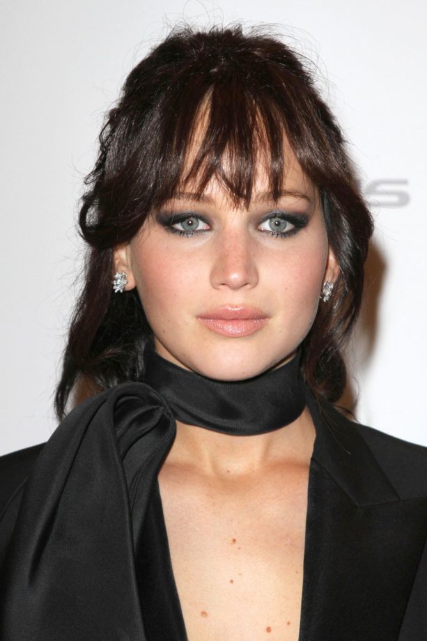 Jennifer Lawrence Cuts In A Fringe For Her Dark Hairstyle, 2012