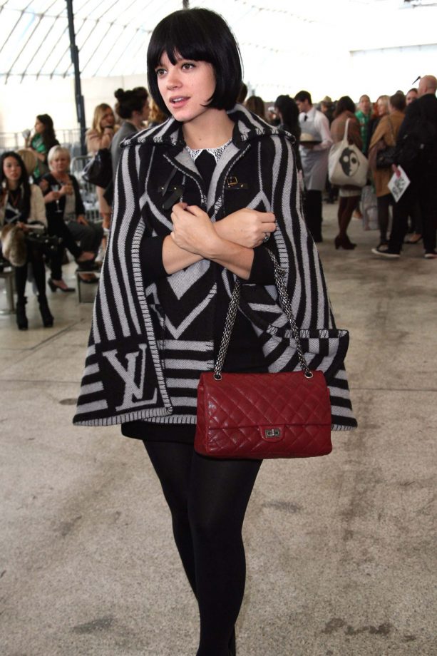 Lily Allen In A Trendy Cape At Fashion Week, September 2010