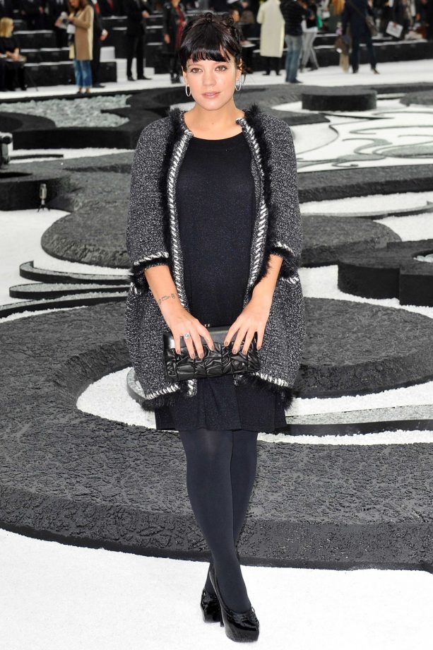 Lily Allen In Monochrome At Paris Fashion Week, October 2010