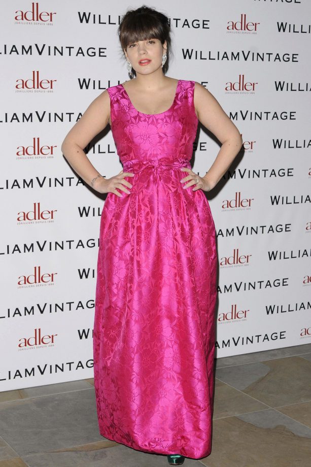 Lily Cooper In Bold Pink At The BAFTAs William Vintage Dinner, September 2013