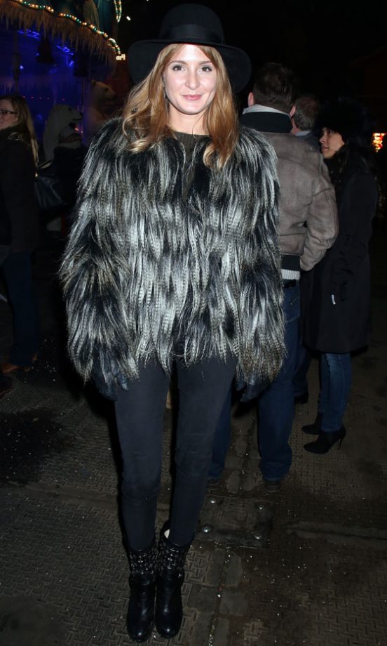 Millie Mackintosh Cosies Up In A Fluffy Winter Coat At Winter Wonderland In London, 2013