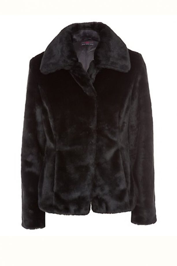 New Look Black Faux Fur Jacket, £44.99
