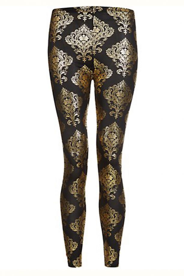 New Look Misumi Black and Gold Baroque Print Leggings, £12.99