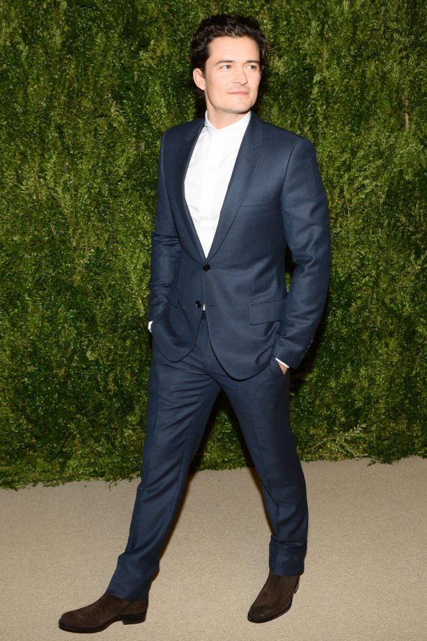 Orlando Bloom Looking Handsome In Navy At The CFDA Fashion Fund Awards, 2013