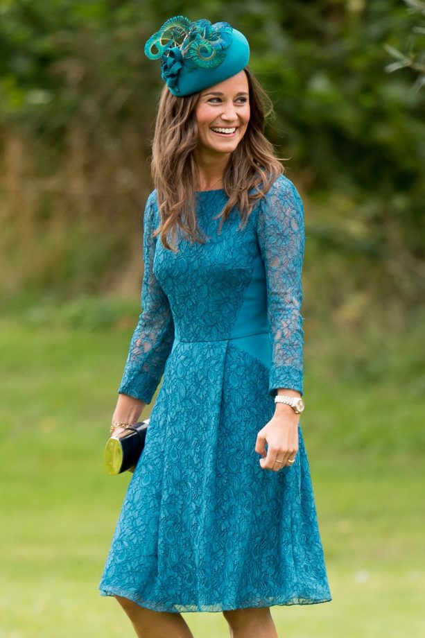 Pippa Middleton Dazzles In Matching Turquoise At A Wedding, September 2013