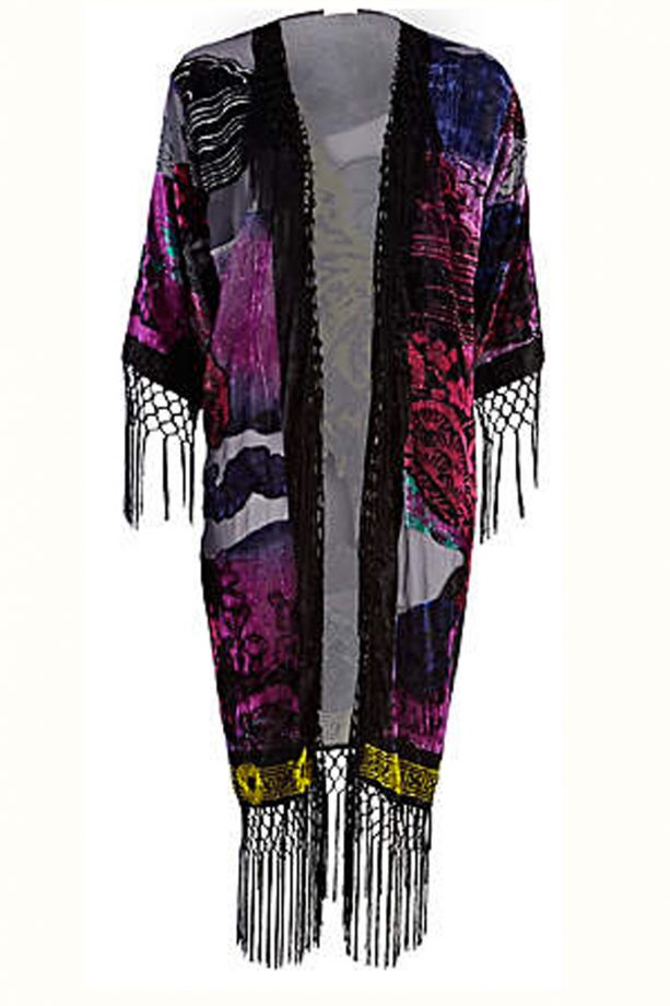 River Island Purple Tiger Devore Longline Kimono, £60