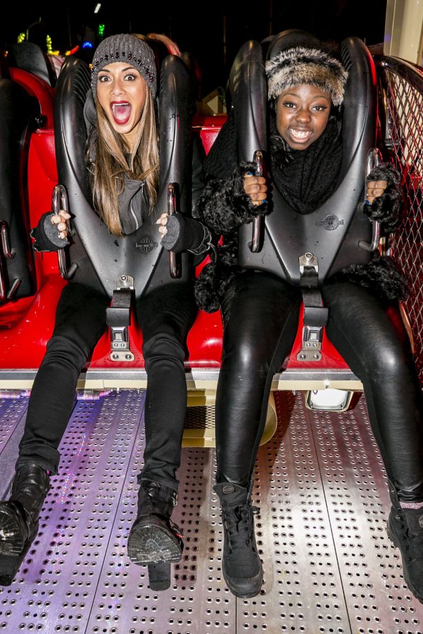 Nicole Scherzinger Gets Ride-Jitters At Winter Wonderland In London, 2013
